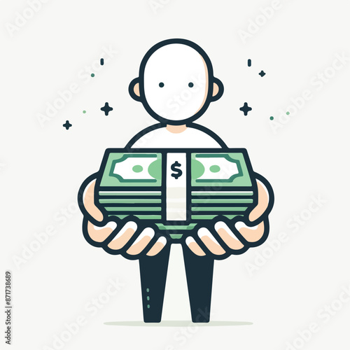 Vector image of a person holding a lot of money