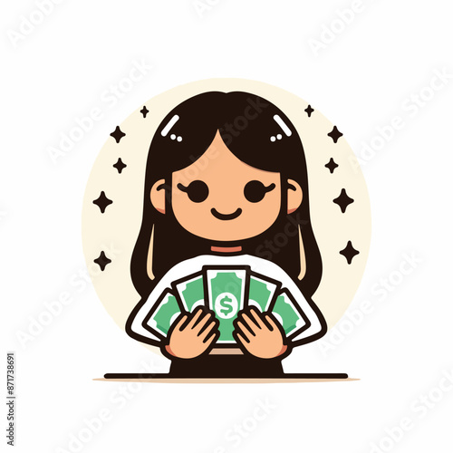 Vector image of a person holding a lot of money