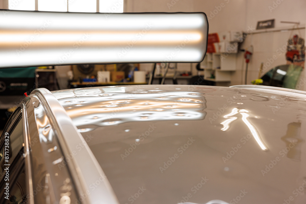 These are the devastating effects that hail can have on cars on the roof. Car is ready for dent car remove service