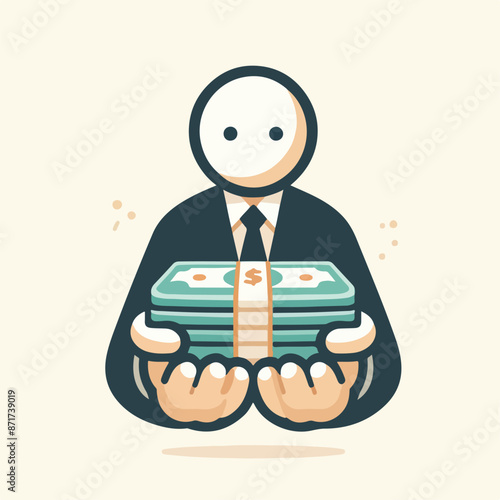 Vector image of a person holding a lot of money