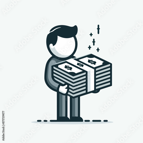 Vector image of a person holding a lot of money