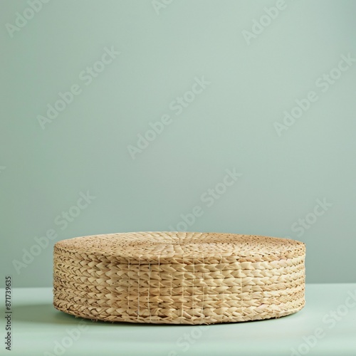 Organic Bamboo Podium on Light Green Background