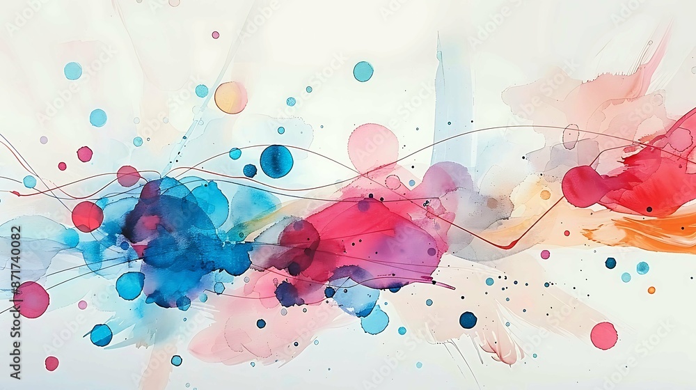 Fototapeta premium Delicate watercolor strokes, minimalist dot art