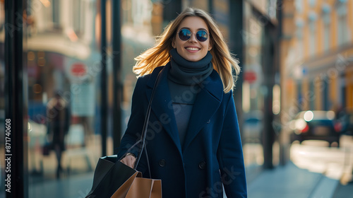 A fashionable girl walks in the city, a woman in a modern look. Illustrations created using artificial intelligence. Illustrations and Clip Art AI generated.