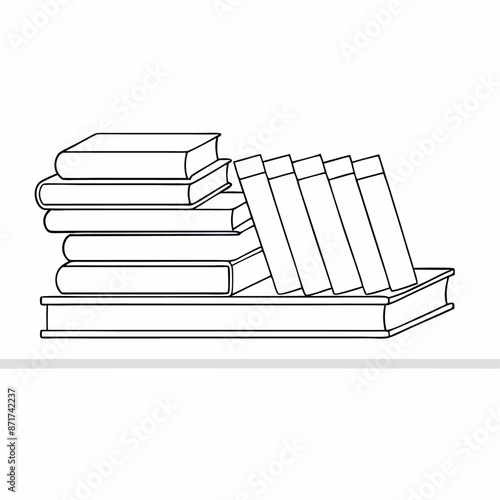 continuous single line drawing of a stack of books on a shelf. line art illustration (6)