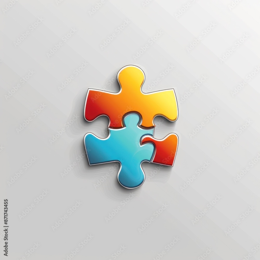 Single White Puzzle Piece Casts a Shadow on a Smooth Grey Surface - Generative AI Single White Puzzle Piece Casts a Shadow on a Smooth Grey Surface - Generative AI