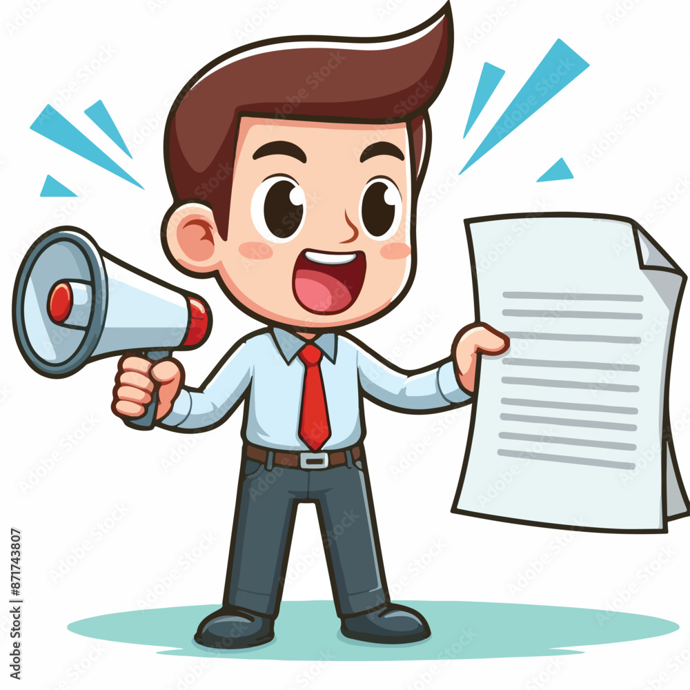 Vector image of person giving an announcement Vector image of person giving an announcement