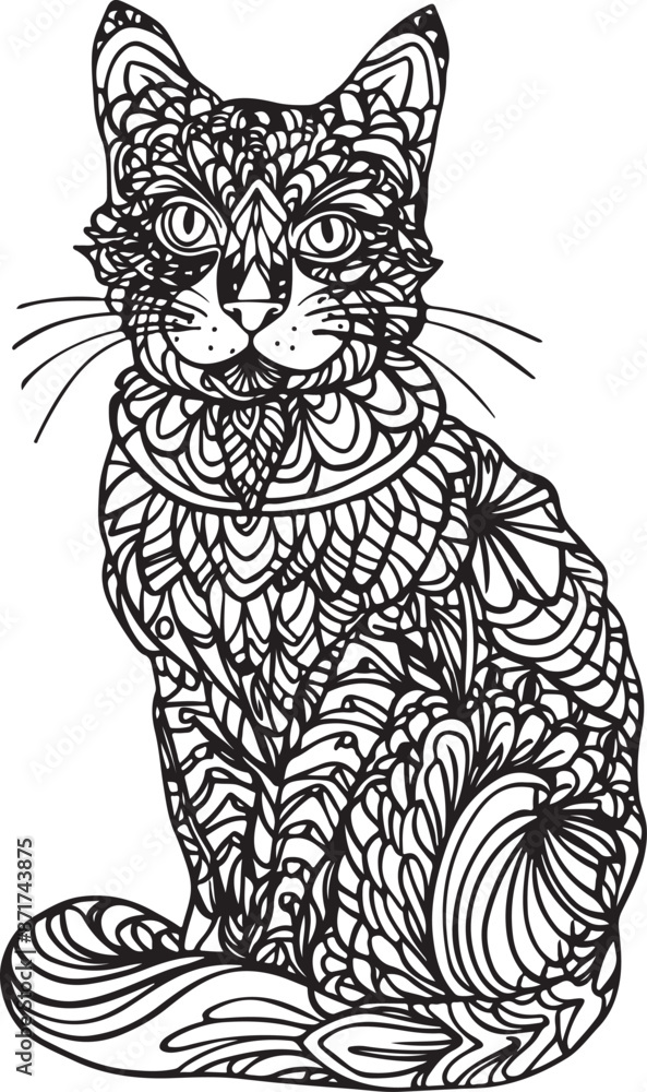 Fototapeta premium A hand drawing cute cat Illustration vector .