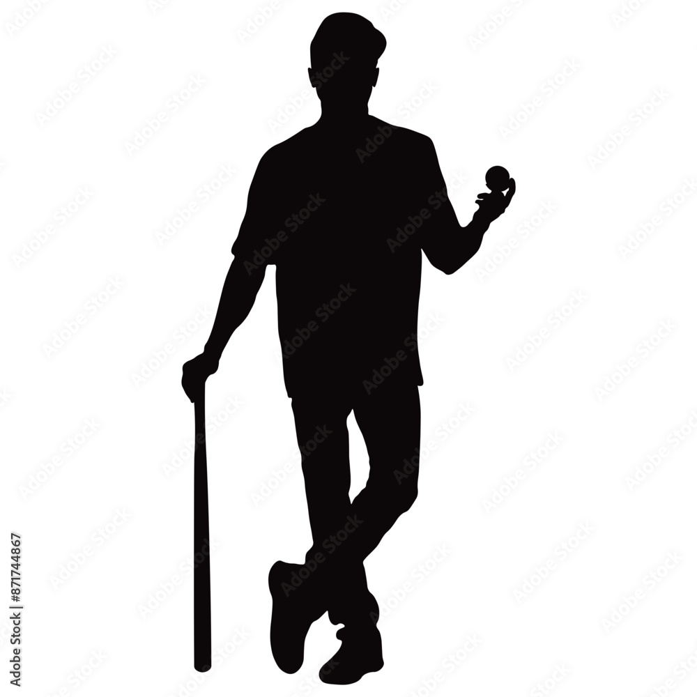 Black Silhouette of Baseball Player. Vector Illustration Isolated on White Background Black Silhouette of Baseball Player. Vector Illustration Isolated on White Background