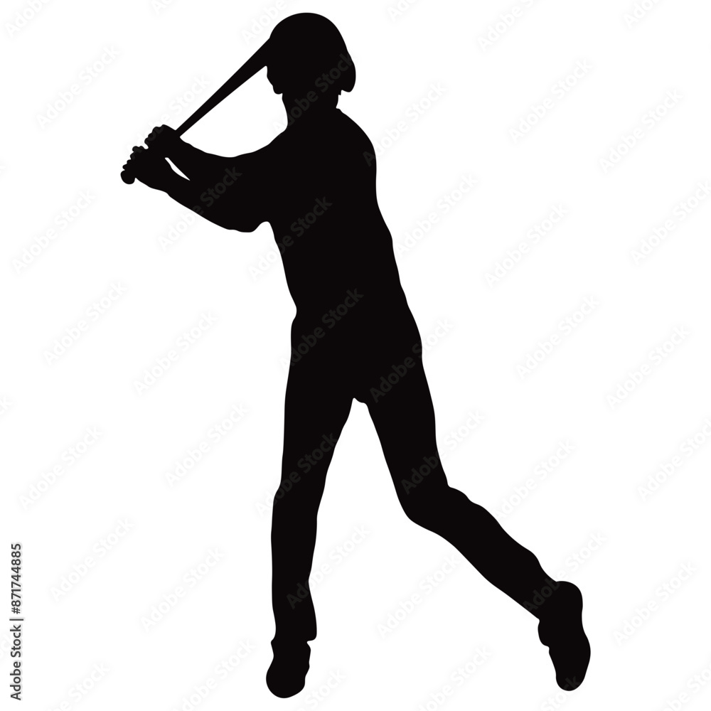 Black Silhouette of Baseball Player. Vector Illustration Isolated on White Background Black Silhouette of Baseball Player. Vector Illustration Isolated on White Background