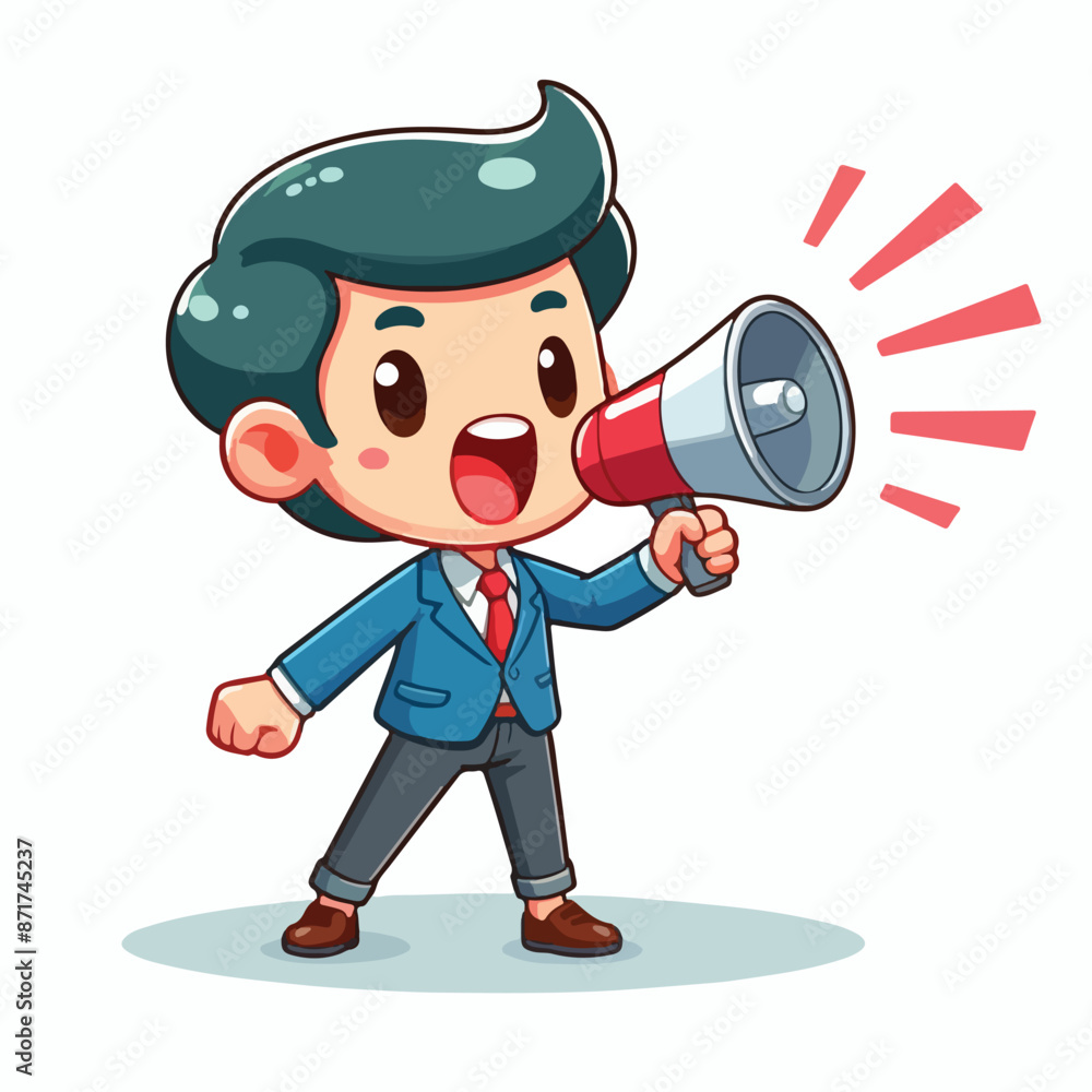 Vector image of person giving an announcement Vector image of person giving an announcement