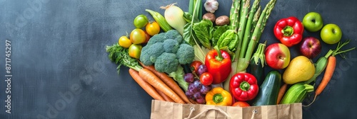 Wallpaper Mural Freshness overload: Grocery bag with abundant fruits and veggies Torontodigital.ca