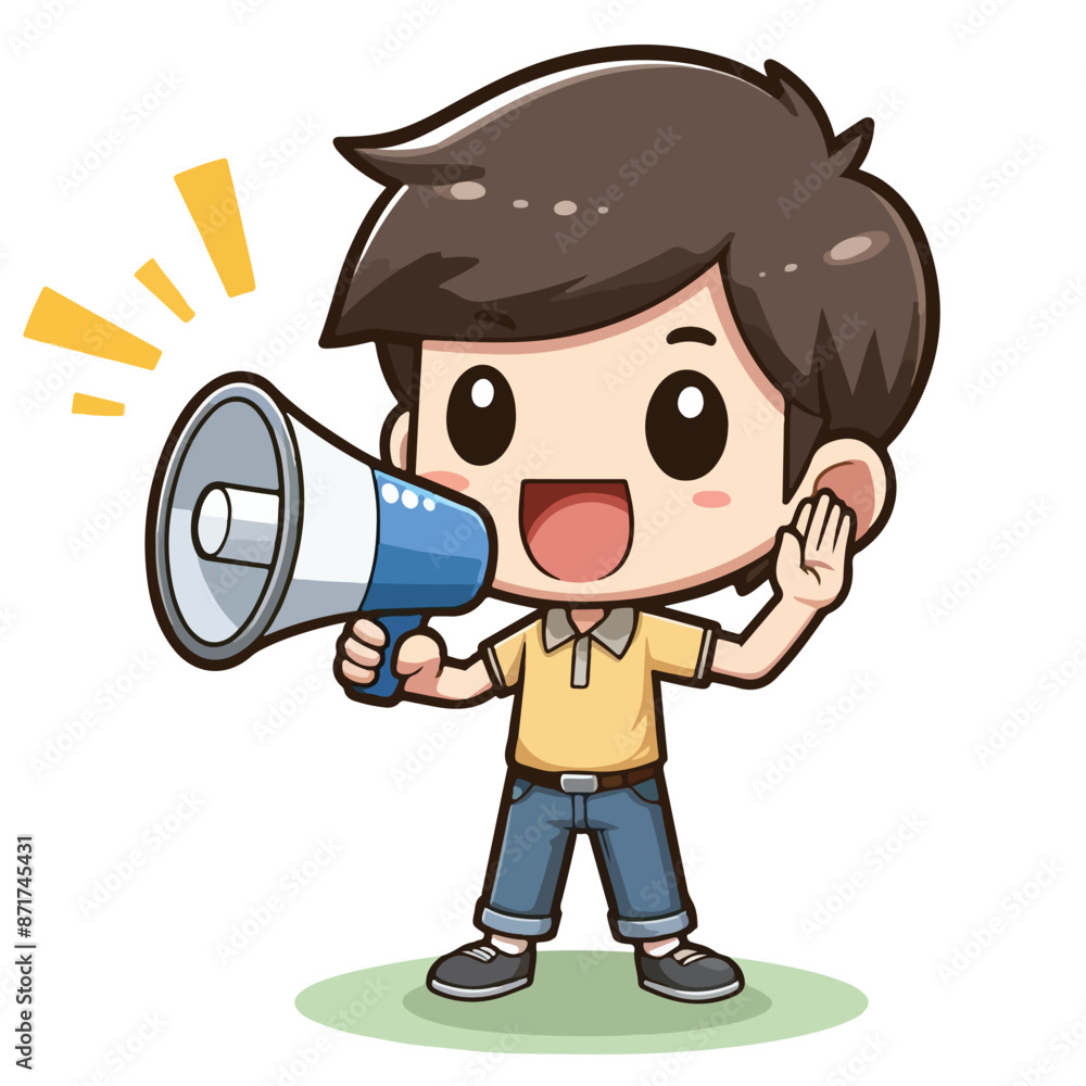 Vector image of person giving an announcement Vector image of person giving an announcement
