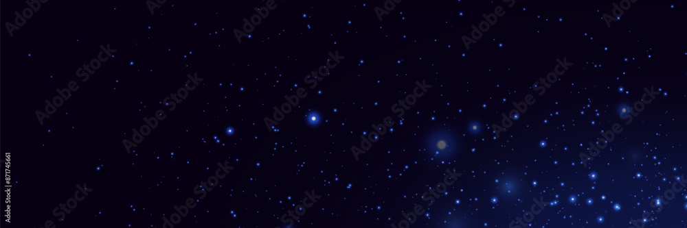 Fototapeta premium Realistic glow of the starry sky, Starry nights with bright sparkles. Magic dust particles.