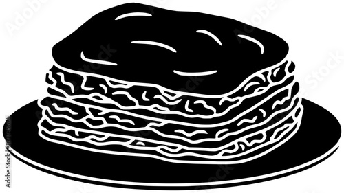 italian illustration lasagna silhouette food logo dinner icon dish outline chicken pasta cuisine meat homemade meal cheese traditional lunch shape tomato sauce plate for vector graphic background