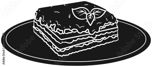 italian illustration lasagna silhouette food logo dinner icon dish outline chicken pasta cuisine meat homemade meal cheese traditional lunch shape tomato sauce plate for vector graphic background
