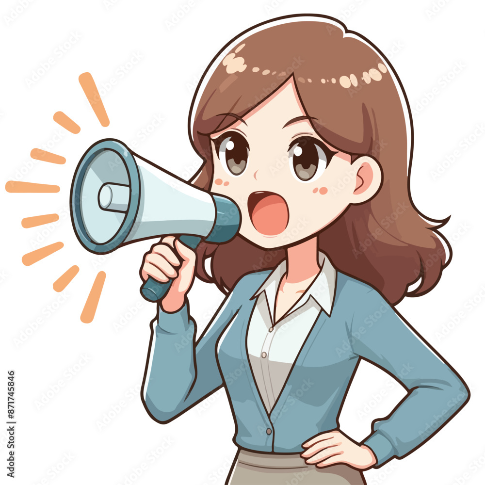 Vector image of person giving an announcement Vector image of person giving an announcement
