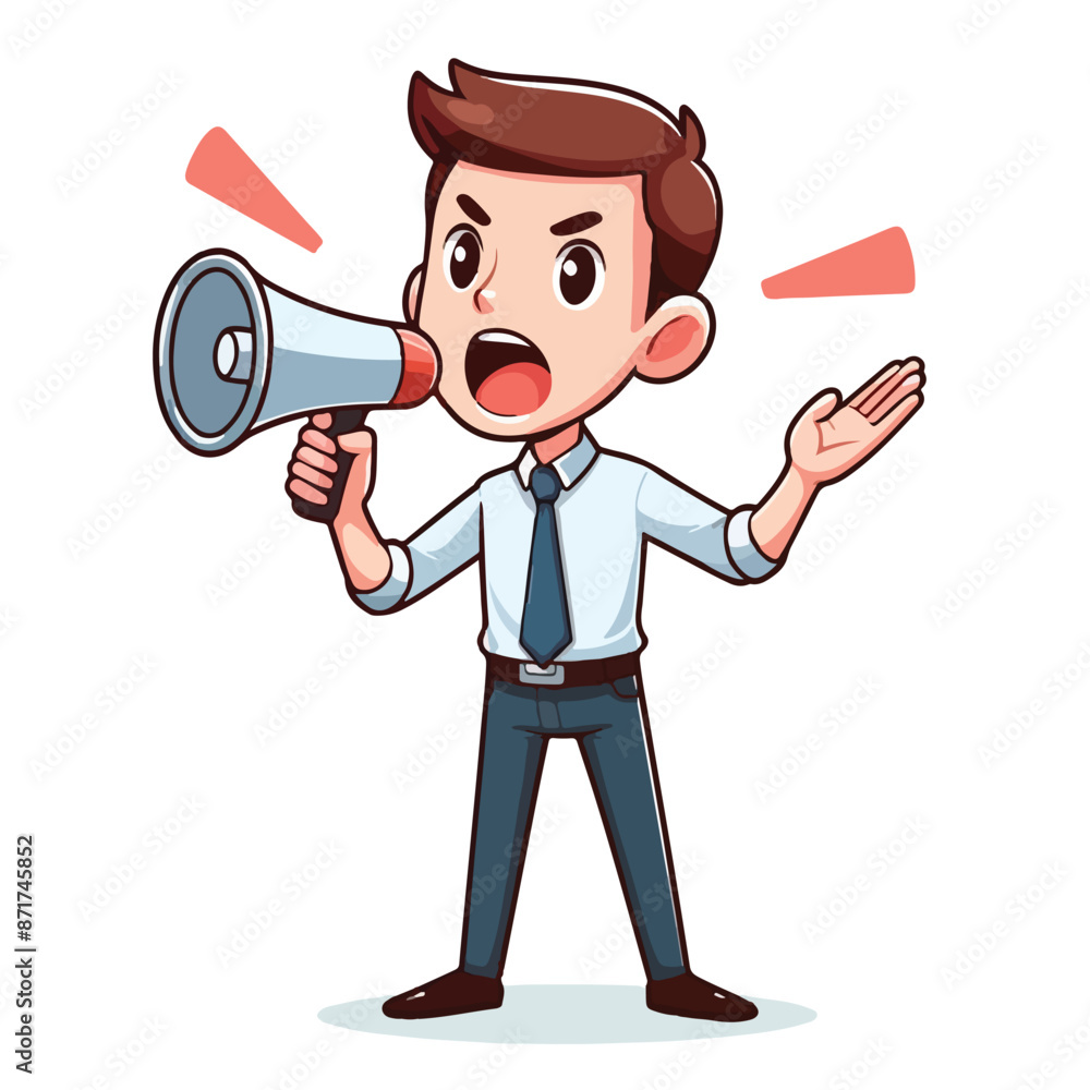 Vector image of person giving an announcement Vector image of person giving an announcement