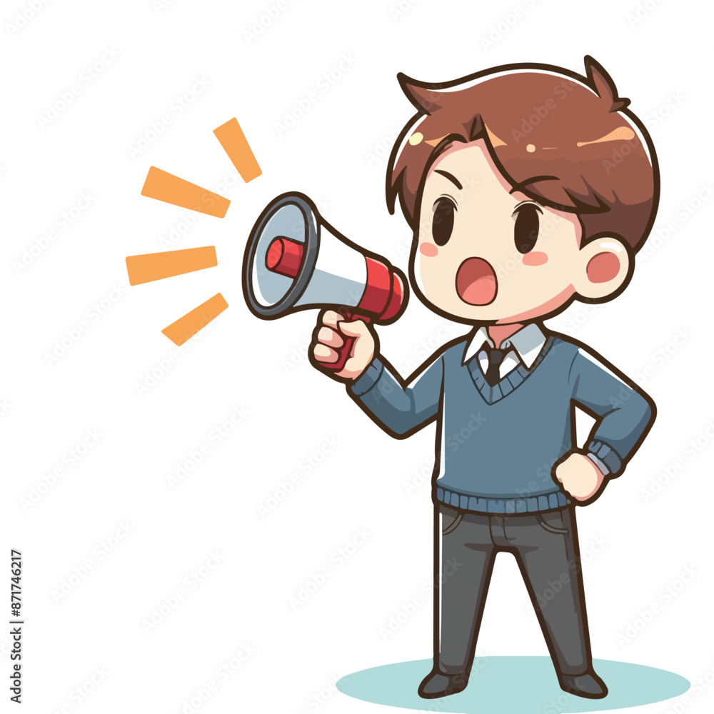Vector image of person giving an announcement Vector image of person giving an announcement