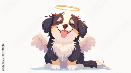 A cartoon angel puppy smiling