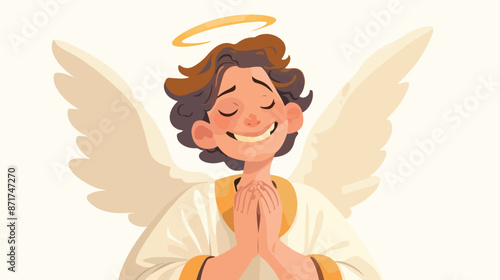 A cartoon angel man smiling