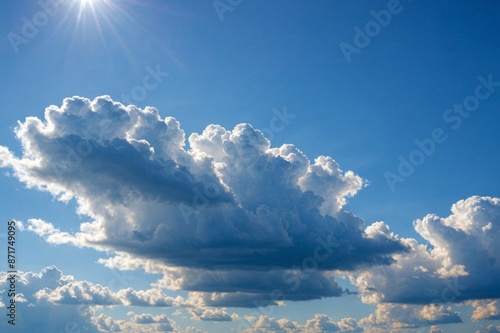 summer blue sky cloud gradient light white background.beauty bright cloud cover in the sun calm cler winter air background .spring wind photo