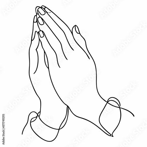 continuous single line drawing of hands clasped in prayer as a line art vector illustration (12)