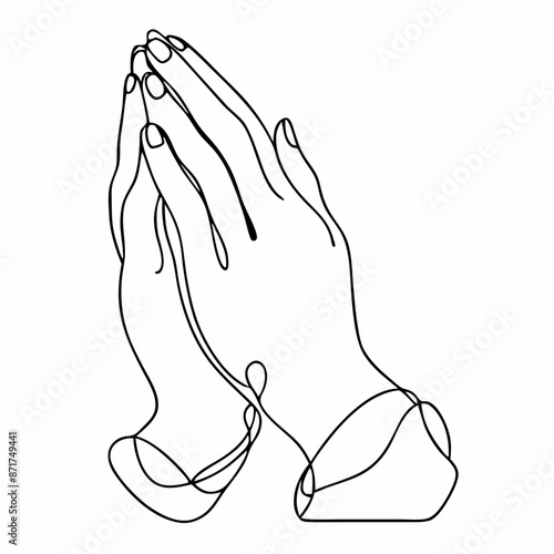 continuous single line drawing of hands clasped in prayer as a line art vector illustration (22)