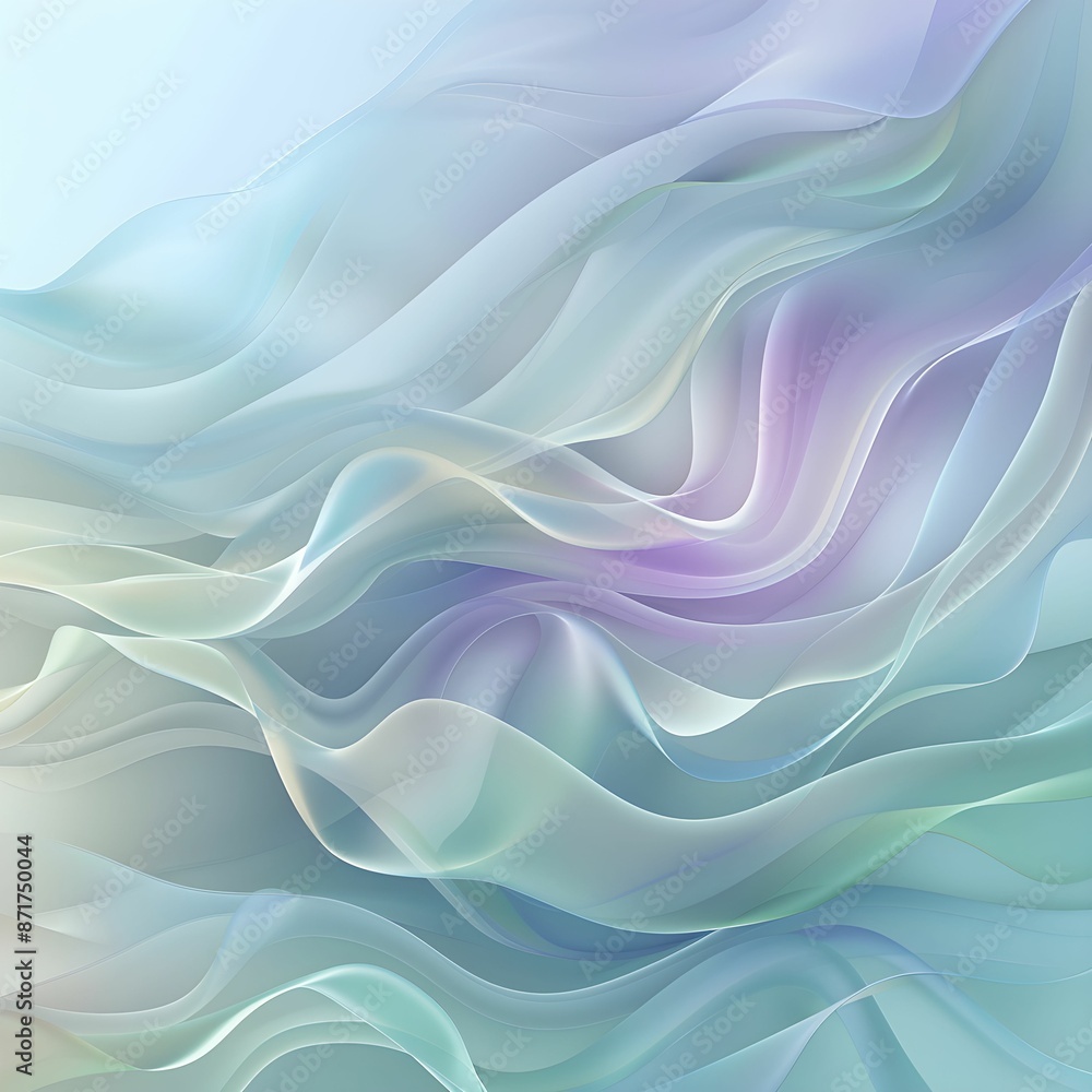 Fototapeta premium Abstract Waves and Fluid Shapes in Pastel and Cool Tones – Soothing Artistic Backgrounds 
