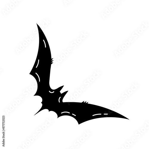 Vector hand drawn illustration of the flying black bat. Funny comic style cute bat doodle. Hand-drawn isolated icon. Element for Halloween or pagan witchcraft theme stickers, prints. 