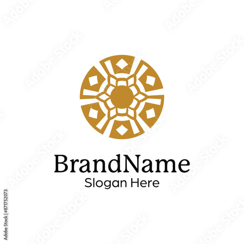 Abstract symmetric Mandala Pattern Logo Design Template