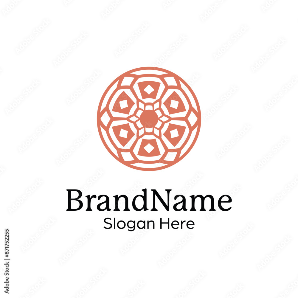 Abstract symmetric Mandala Pattern Logo Design Template Abstract symmetric Mandala Pattern Logo Design Template