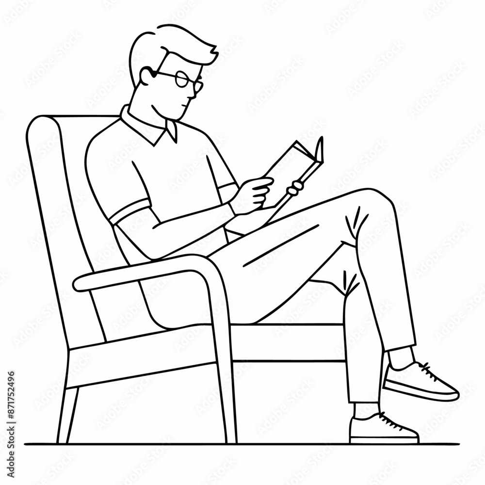continuous single line drawing of man in comfortable armchair reading a book vector illustration (9) continuous single line drawing of man in comfortable armchair reading a book vector illustration (9)