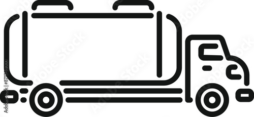 Simple line icon of a tank truck transporting liquids or gases