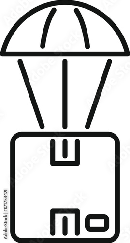 Simple icon of a parachute dropping a package, representing fast and safe shipping