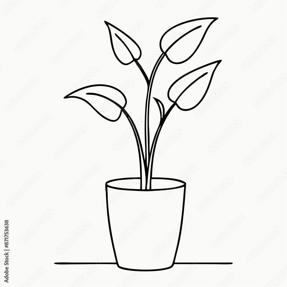 line drawing of potted plant, line art vector illustration (16) line drawing of potted plant, line art vector illustration (16)