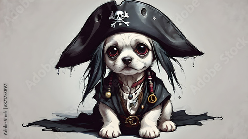 Cute ghoul puppy sea pirate, Generative AI