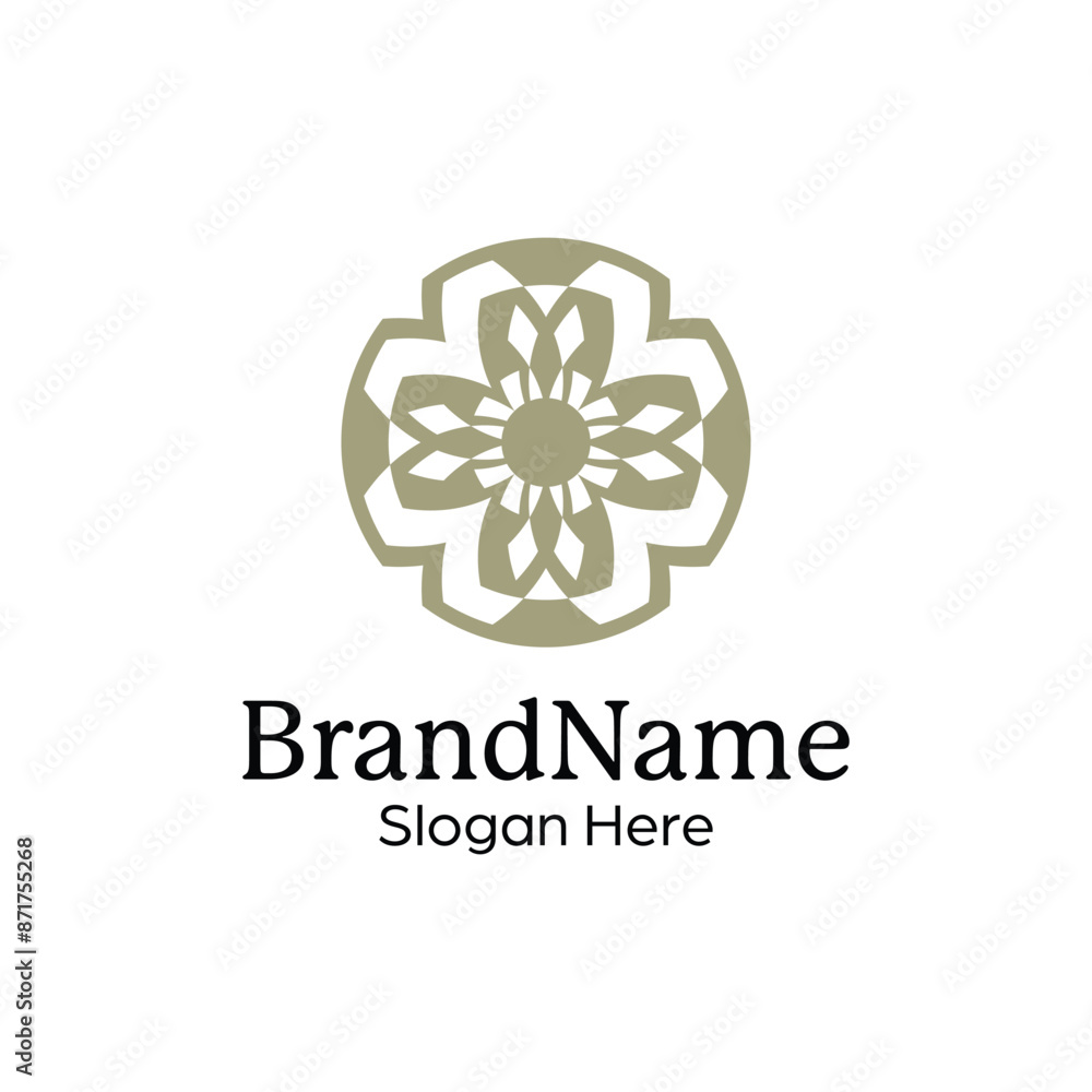 Abstract symmetric Mandala Pattern Logo Design Template Abstract symmetric Mandala Pattern Logo Design Template