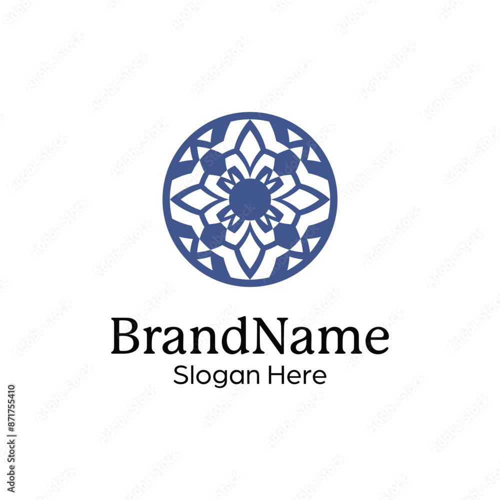 Abstract symmetric Mandala Pattern Logo Design Template Abstract symmetric Mandala Pattern Logo Design Template