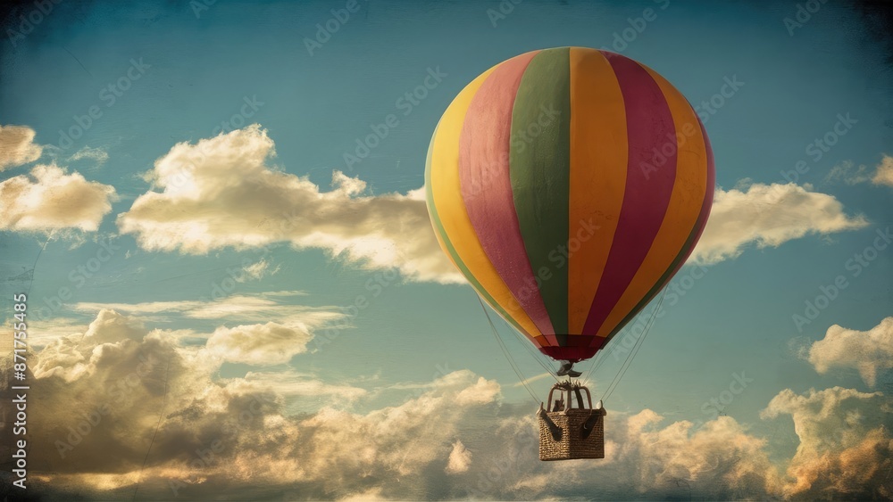 Fototapeta premium Floating Giants: Majestic Hot Air Balloons Above Clouds..