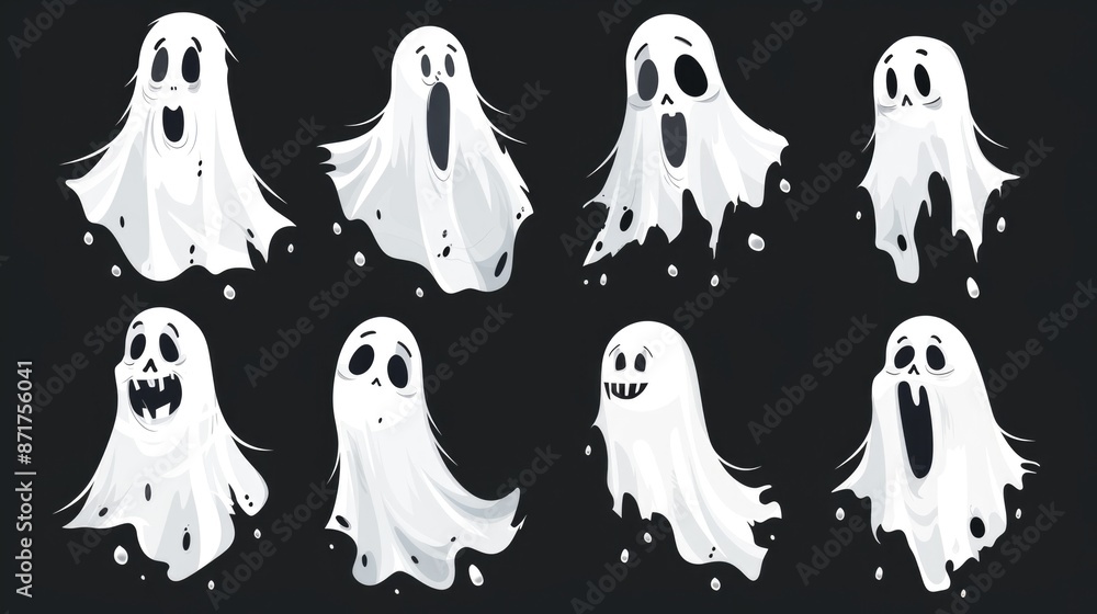 Six ghosts with various facial expressions Six ghosts with various facial expressions