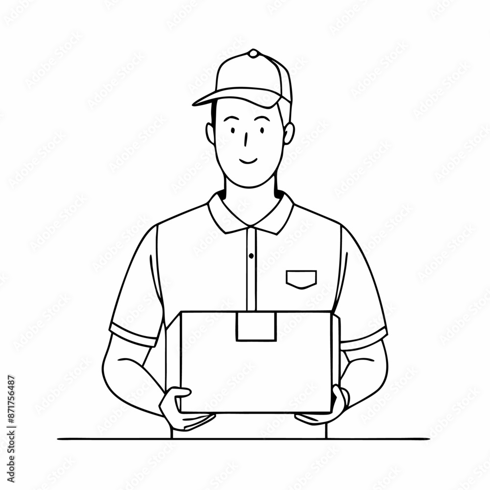 single line drawing of a delivery person holding a parcel in a line art vector illustration style (12) single line drawing of a delivery person holding a parcel in a line art vector illustration style (12)