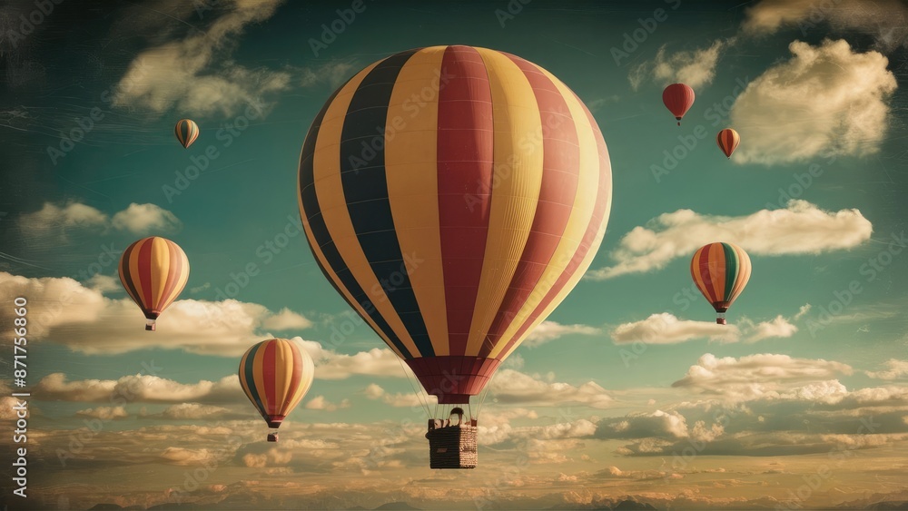 Fototapeta premium High-Flying Colors: Brightly Colored Balloon Extravaganza..