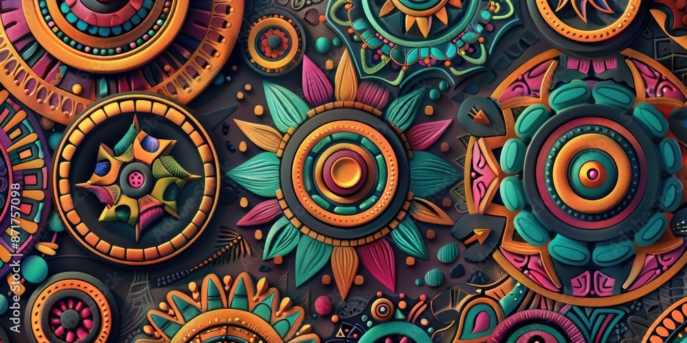 Fototapeta premium Colorful Pattern Wall Close Up