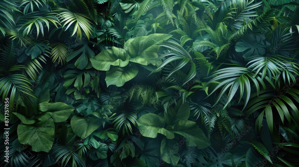Fototapeta premium Rainforest foliage with dense vegetation