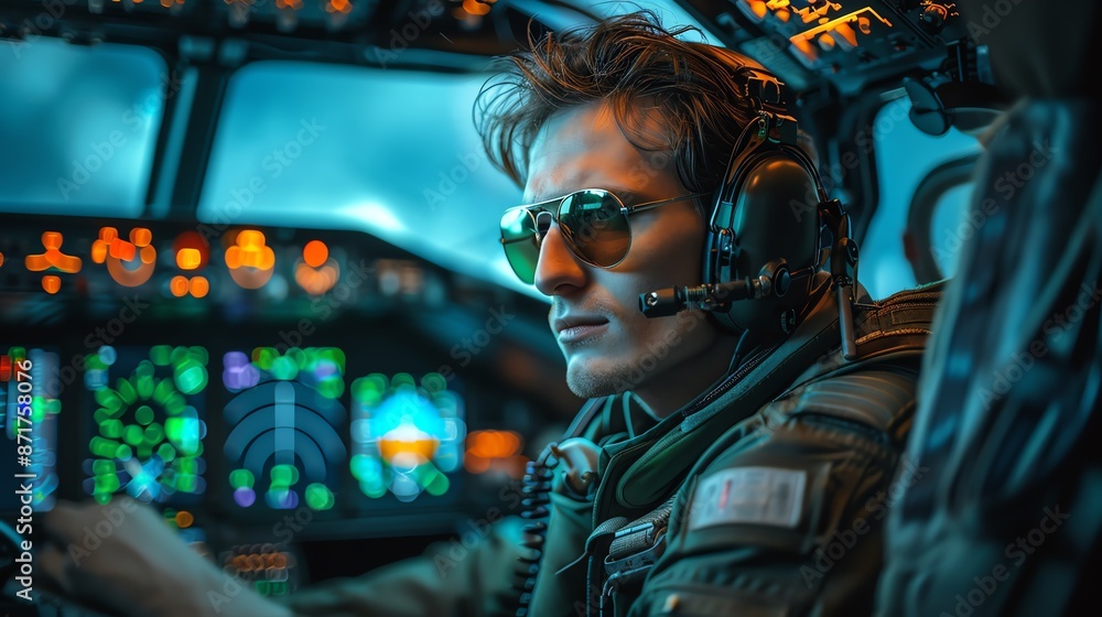 Obraz premium A pilot in a cockpit