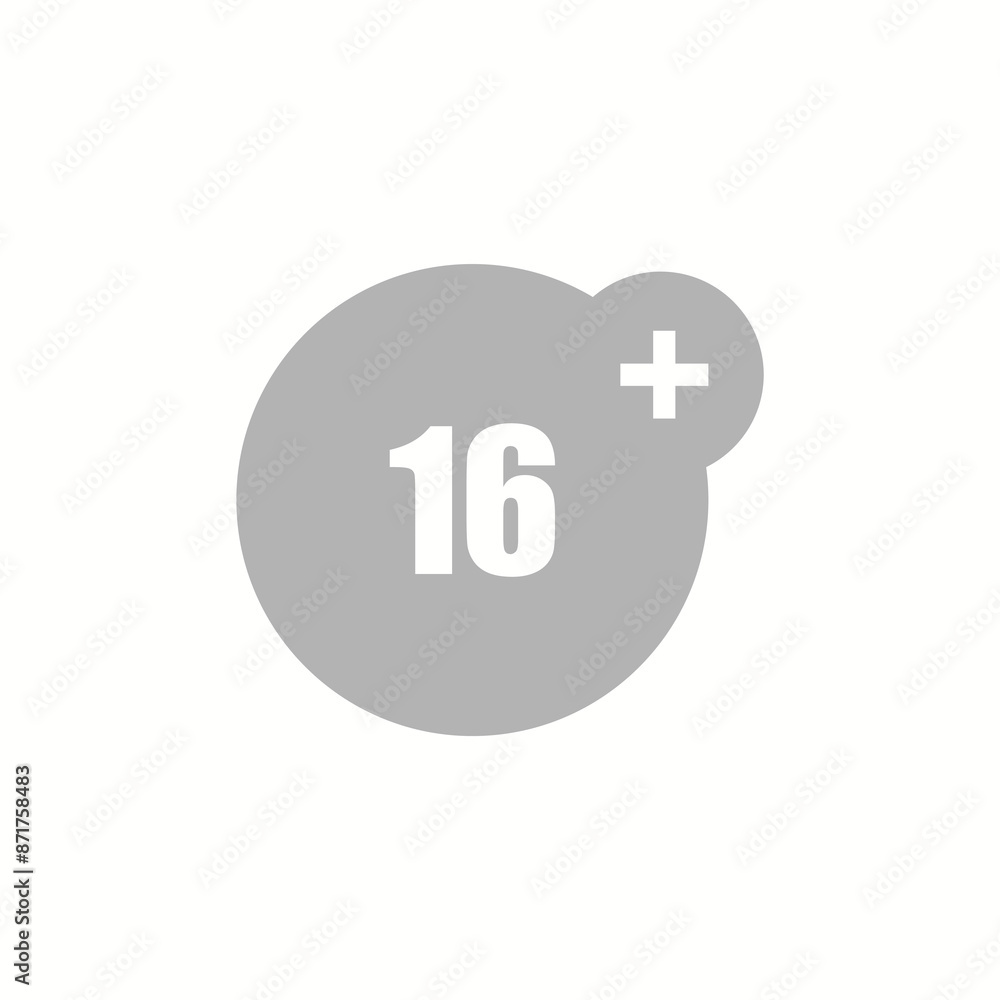 icon 16 + on a white background, on a vector illustration icon 16 + on a white background, on a vector illustration