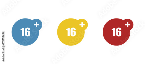 icon 16 + on a white background, on a vector illustration