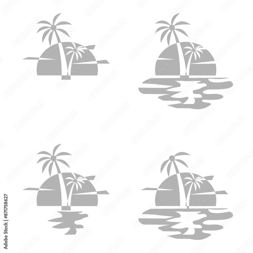 Fototapeta premium icon of the beach, evening, on a white background, vector illustration