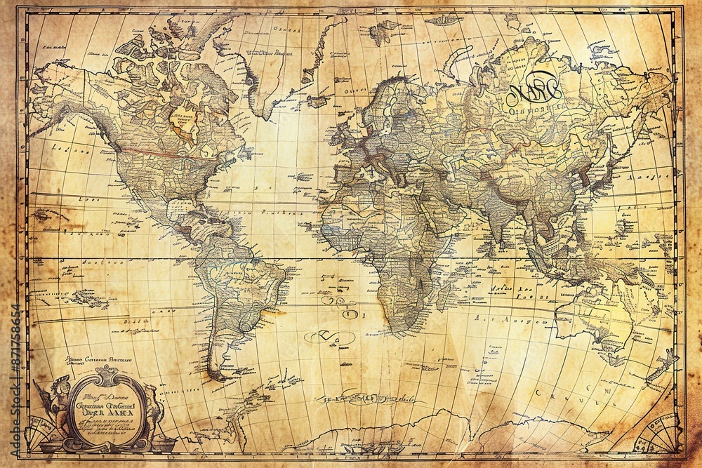 Obraz premium Vintage world map. Generative AI